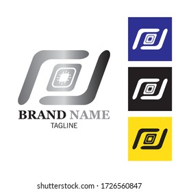Gráfico vectorial de ilustración del logotipo de chip. Mejor para el logotipo de la empresa electrónica