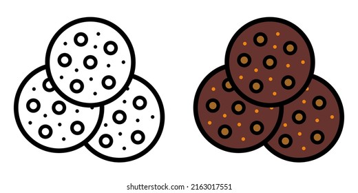 Ilustración Vector Gráfica de chip de chocolate, patatas fritas, galletas, bizcocho icono