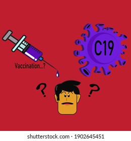 Illustration, Vektorgrafik einer Wahl zwischen einem Impfstoff oder der Covid19 Fit für viruserziehende Werbung über Impfstoffe und Corona