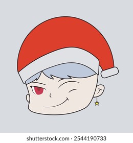 Illustration vector graphic of christmas boy chibi character. Perfect for greeting card decoration design.