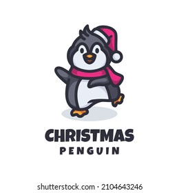 Ilustración vectorial gráfico del pingüino de Navidad, bueno para el diseño del logo