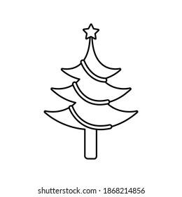 Illustration vector graphic of christmas pine tree decoration icon. Concept flat design. Perfect for poster, banner, web, symbol, application, card, template, coverbook, cartoon, etc.