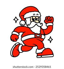 Illustration vector graphic of CHRISTMAS SANTA CLAUS CHARACTER VECTOR ILLUSTRATION for apparel design merchandise, such as logos on product packaging