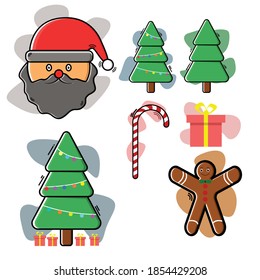 Illustration vector graphic of christmas set. Perfect for christmas greeting cards, christmas celebrations, christmas posters, etc.