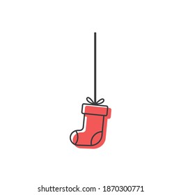 Ilustración vectorial gráfico del icono de decoración de los calcetines de árboles de navidad. Concepto de diseño plano. Perfecto para afiches, banner, web, símbolo, aplicación, tarjeta, plantilla, encuadernador, logotipo, dibujos animados, etc.