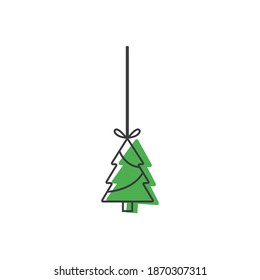 Illustration vector graphic of christmas tree decoration icon. Concept flat design. Perfect for poster, banner, web, symbol, application, card, template, coverbook, logo, cartoon, etc.