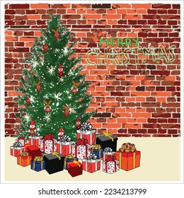 
Illustration vector graphic of a Christmas tree with a lot boxes of present under the tree.
Suitable design for event, Christmas card, wishes card etc