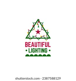 Illustration vector graphic of Christmas tree symbol with light bulbs logo vector template