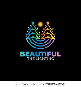 Illustration vector graphic of Christmas tree symbol with light bulbs logo vector template