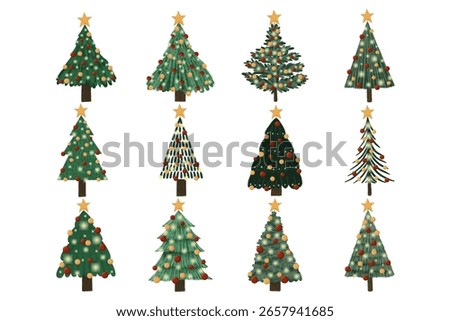 Illustration vector graphic of christmas tree. Best for christmas greeting card and invitation design, social media and website material design, pattern design.