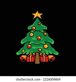 Illustration vector graphic of a Christmas tree,can be used as a t-shirt design,merch,poster,etc