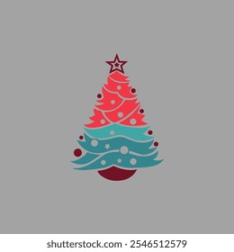 Illustration vector graphic of a Christmas tree,can be used as a t-shirt design,merch,poster,etc