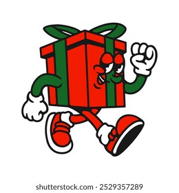 Ilustração vetorial de PRESENTE DE NATAL PERSONAGEM VETOR ILUSTRAÇÃO para mercadorias de design de vestuário, como logotipos em embalagens de produtos