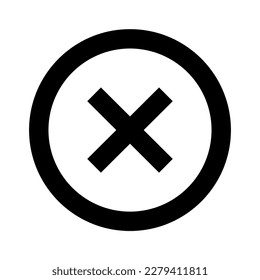 Illustration Vector Graphic of  Circle, x Icon. Black Line