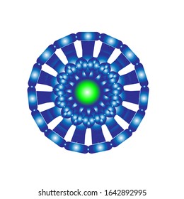 illustration vector graphic of circular oval shape. with an abstract blue flower in the middle. fit for logo or symbol