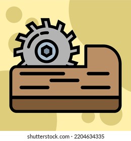 Ilustración Vector Gráfico de sierra circular, construcción de herramientas, icono de equipo