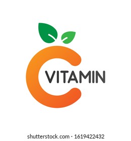 illustration vector graphic of citrus fruit like the letter C with two green leaves on it which illustrates vitamin C, for a company logo or symbol