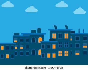 Illustration vector graphic of city rooftop 