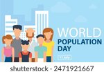 illustration vector graphic of city ​​dwellers side by side together, perfect for international day, world population day, celebrate, greeting card, etc.