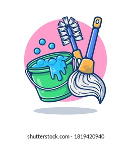 Illustration vector graphic of Cleaning Tools. Cleaning Product, Variety House Cleaning. Flat cartoon style perfect for sticker, wallpaper, icon, landing page, website.