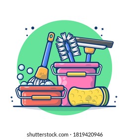 Illustration vector graphic of Cleaning Tools. Cleaning Product, Variety House Cleaning. Flat cartoon style perfect for sticker, wallpaper, icon, landing page, website.
