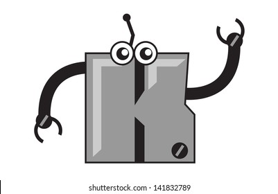 illustration vector graphic (clip art) robotic cartoon character font type (typography) of alphabet k