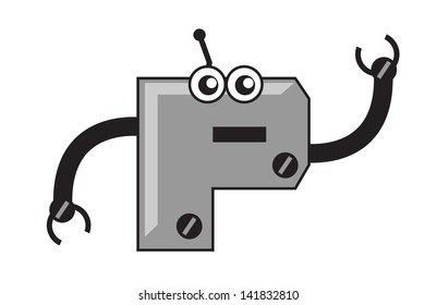 illustration vector graphic (clip art) robotic cartoon character font type (typography) of alphabet p
