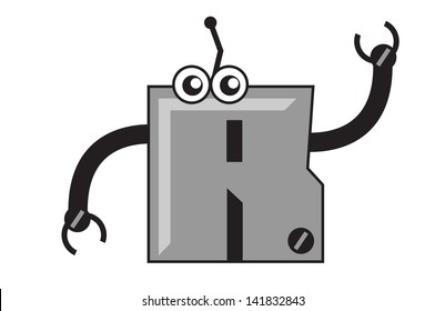 illustration vector graphic (clip art) robotic cartoon character font type (typography) of alphabet r