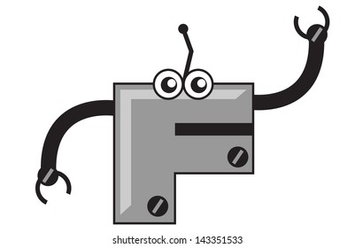 illustration vector graphic (clip art) robotic cartoon character font type (typography) of alphabet f