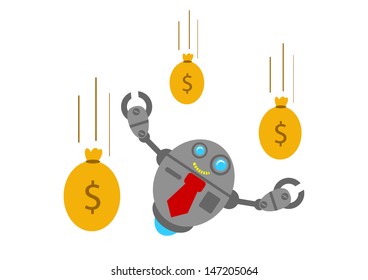 illustration vector graphic clip art of robotic cartoon character with his activity