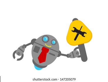 illustration vector graphic clip art of robotic cartoon character with his activity