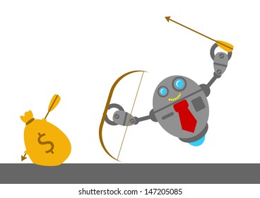 illustration vector graphic clip art of robotic cartoon character with his activity