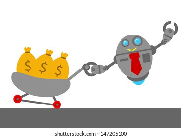 illustration vector graphic clip art of robotic cartoon character with his activity