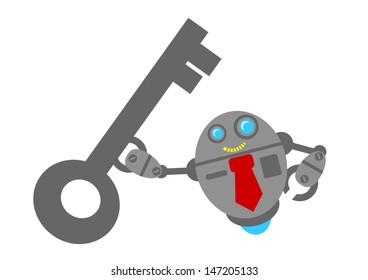 illustration vector graphic clip art of robotic cartoon character with his activity