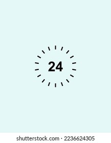 Illustration vector graphic of clock icon in trendy flat style. Twenty four hours. Clock icon page symbol for your web site design Clock icon logo, app, UI.