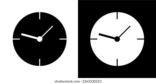 Ilustración Gráfico vectorial del icono Reloj. Tiempo. Imagen negra. Línea de arte negro