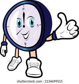 illustration vector graphic of clock man rise his thumb animation, time is money
perfect for, simple time themed design, animation of time, and time theme