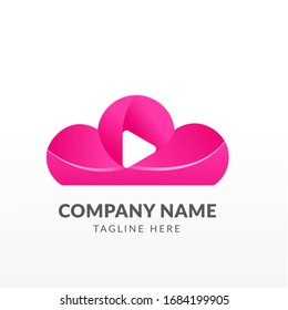  illustration vector graphic of cloud and triangle. perfect for Music and play icon. modern pink Gradient design concept. trihedron logo design vector. Vector eps 10