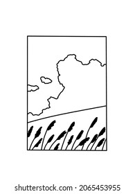 illustration vector graphic of
clouds and weeds blown by the wind perfect for easy aesthetic drawing, pencil drawing, icon, landscape drawing