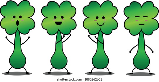 illustration vector graphic clover cartoon character with some cute facial expression.