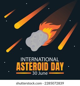 illustration vector graphic of a cluster of falling asteroids, perfect for international day, international asteroid day, celebrate, greeting card, etc.