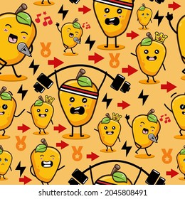 illustration vector graphic of cmango kawaii. Cute Banana seamless pattern premium vector. Perfect for your background, textile product, print on demand