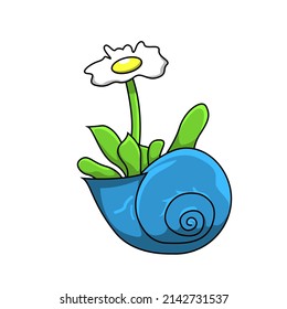 Illustration vector graphic of cochlear house overgrown with jasmine flowers