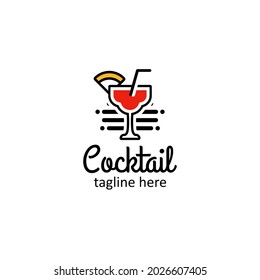 Illustration, Vektorgrafik des Cocktaillogos. Design-Vorlage für Vermouth Glas für Marke, Symbol, Abzeichen oder Label für Bars, Cafe, Pubs und Unternehmen