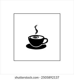Ilustración Vector gráfico de icono de café, blanco y negro