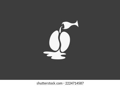 Ilustración vectorial gráfica de frijol de café y vidrio