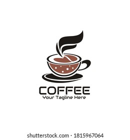 illustration vector graphic of The coffee chocolate in the cup gives off steam, perfect for cafe, restaurant, resto, etc.