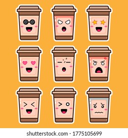 Illustration vector graphic of coffee cup cartoon character emoticon