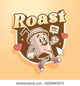Illustration vector graphic of coffee cup cartoon, perfect for stickers, poster, pictures on t-shirts, etc