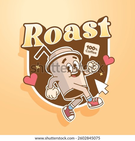 Illustration vector graphic of coffee cup cartoon, perfect for stickers, poster, pictures on t-shirts, etc